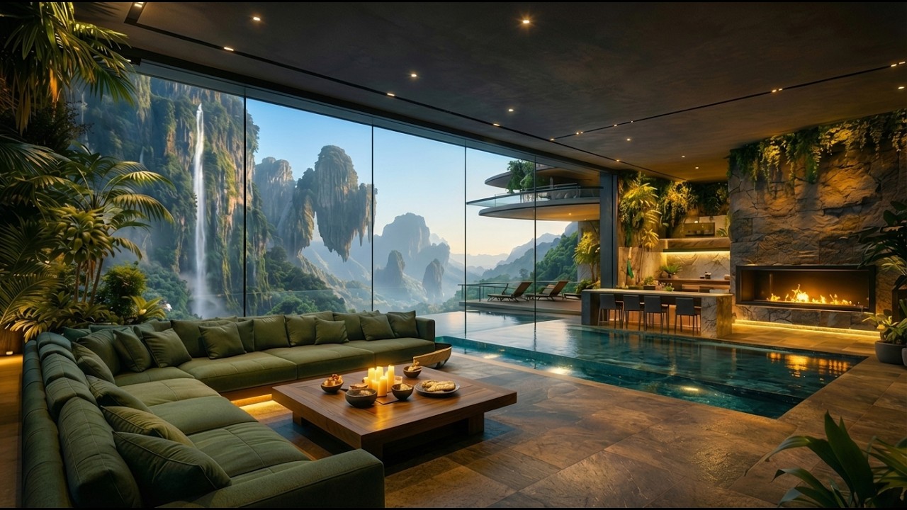 Modern Villa on Floating Avatar Mountains | 4 Hour Natural Ambience for Study & Relaxation