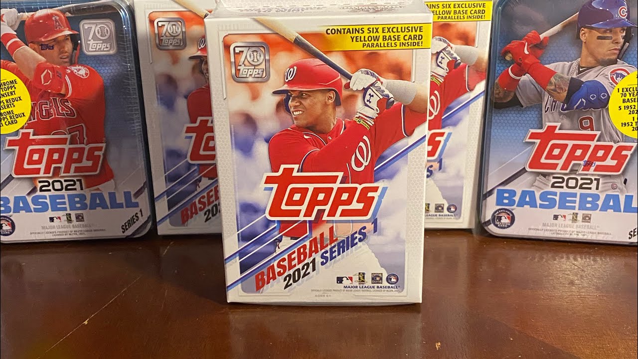 Topps 2021 Series 1 Baseball Cards Hanger Box - Yellow Parallel !Trout relic!  (2) Jo Adell, yellow