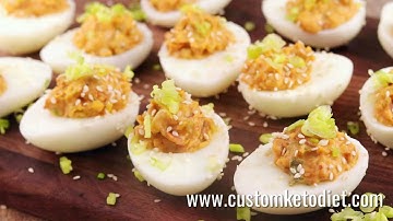 Bacon and Kimchi Deviled Eggs  | Quick and Delicious!