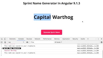 Sprint Name Generator In Angular 9.1.3