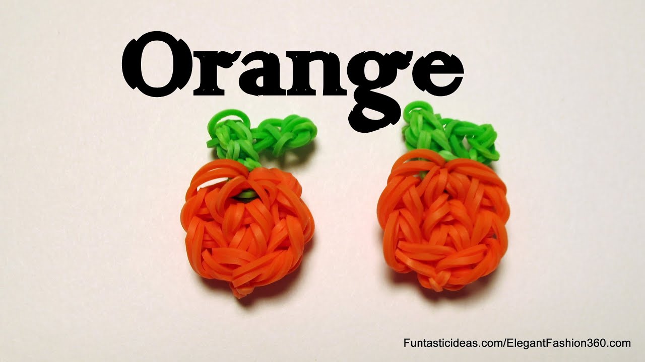 Rainbow Loom Orange fruit charm - How to - Emoji/Emoticon Series 