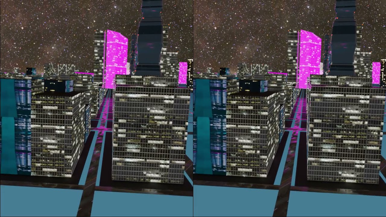 City flyby 2 3D cross eye stereograph video