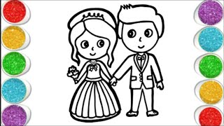 Bride and Groom Drawing Easy Step by Step for Kids and Toddlers