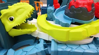 Satisfying Building Tracks Marble Run ASMR Car Train and Dinosaur Tunnel