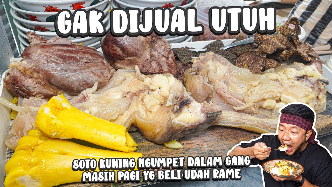 SOTO KUNING JEROAN SAPI, LOKASI NGUMPET PAGI2 UDAH RAME YG BELI !!