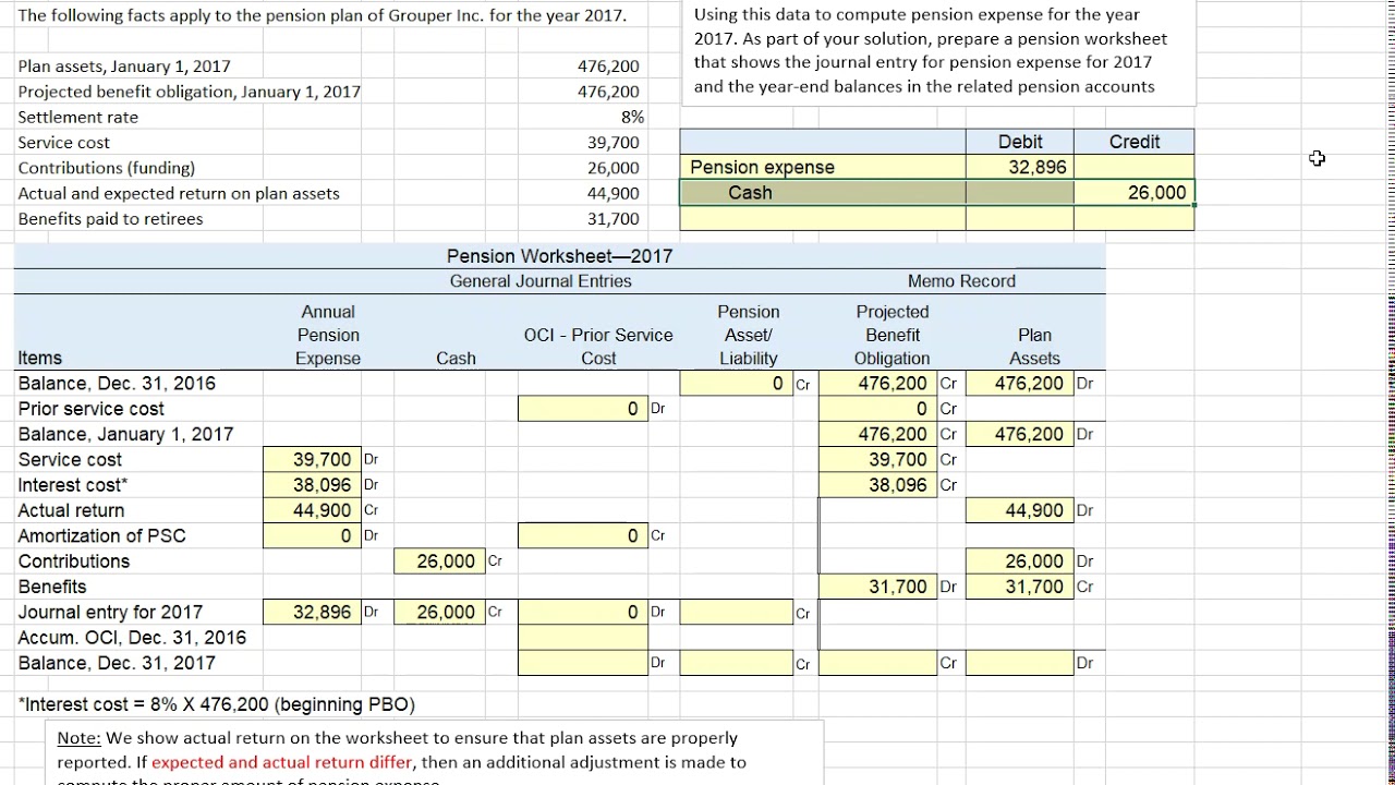 ACCT362 Pension Plan Worksheet 1 YouTube