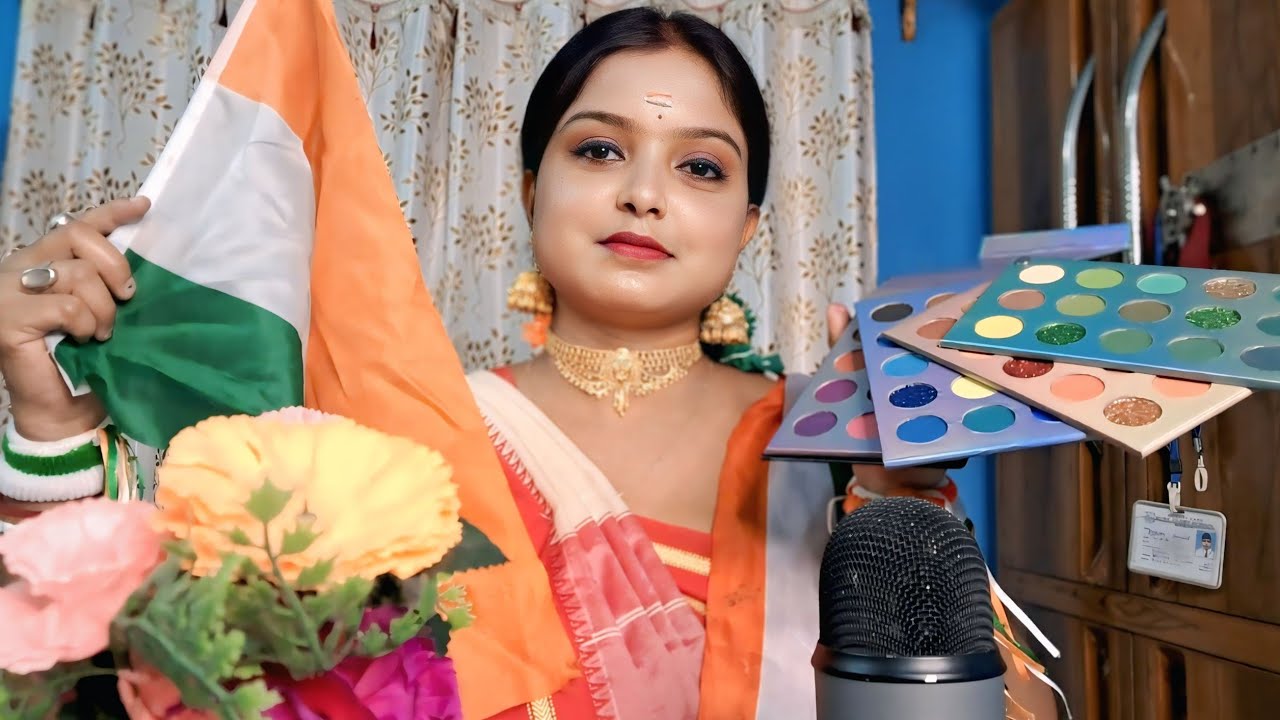 ASMR Happy Independence day MAKEUP with My face 🇮🇳