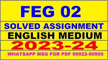 feg 02 solved assignment 2023-24 | feg 2 solved assignment in english 2024 | feg 2 2024