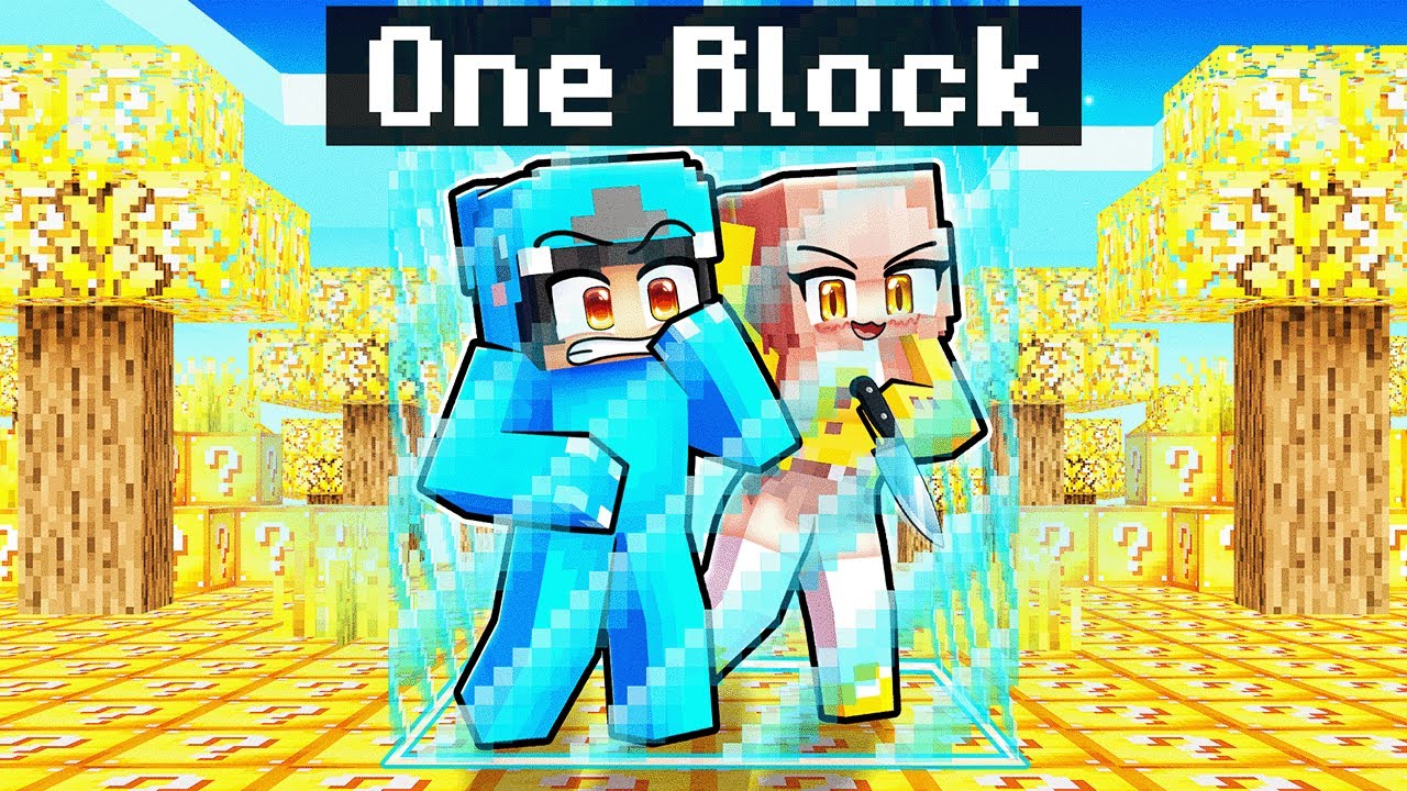 Surviving On ONE BUBBLE LUCKY BLOCK With REAL LIFE GIRLFRIEND!