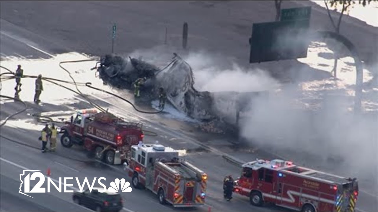 Truck fire causes delays on I-10 westbound in Avondale - YouTube