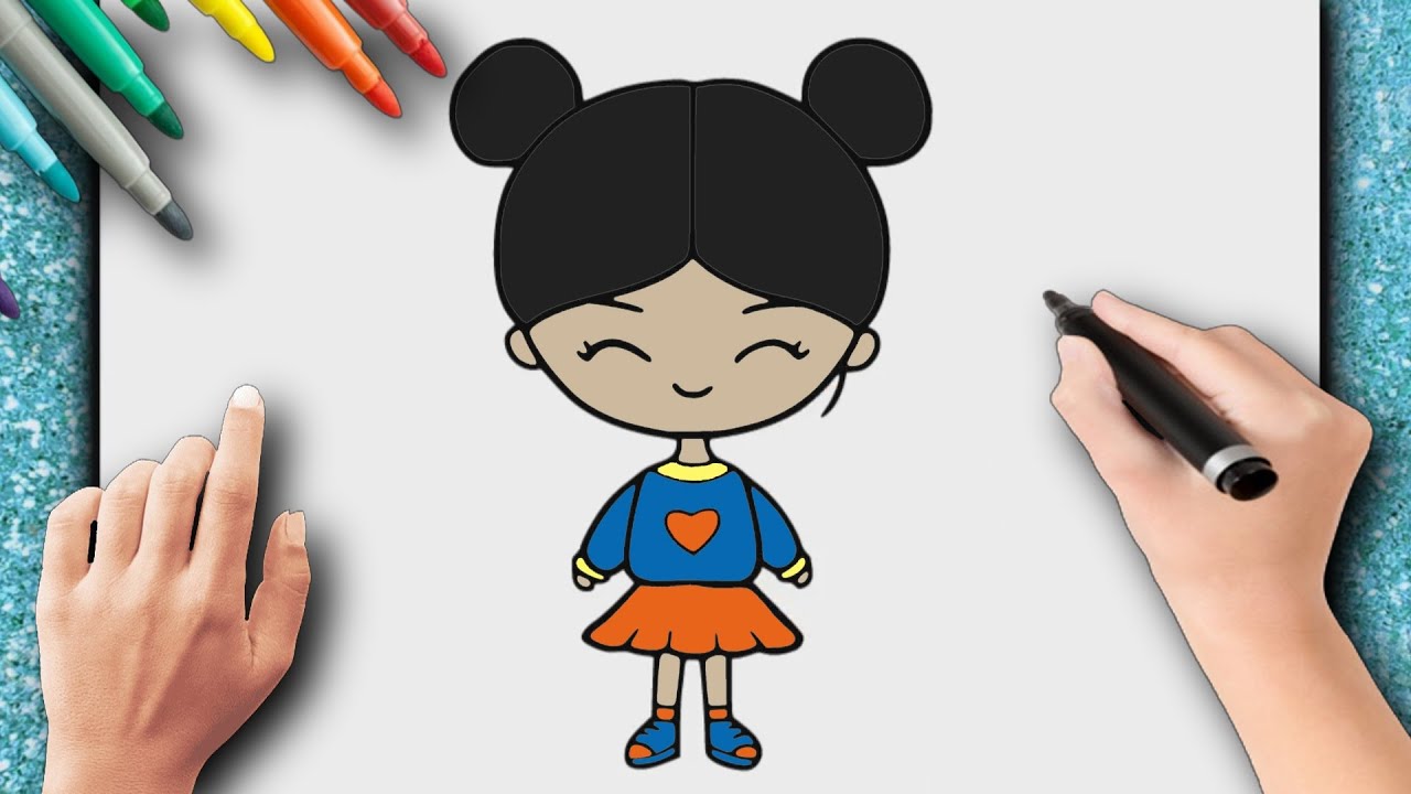 COMO DESENHAR UMA BONECA FOFA E FASHION TUMBLR I DESENHO FOFO PARA MENINAS  I DRAW DOLL CUTE 