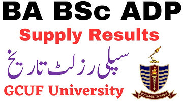 GCUF BA BSc ADP Supply Results Announced Update - GCUF University Official