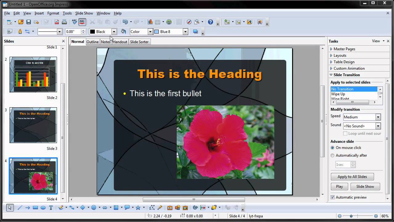 how to create a presentation using open office