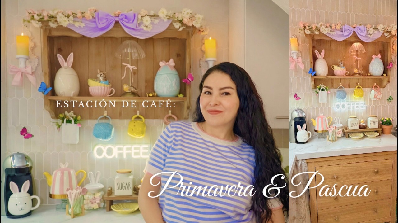 Decoración Estación de Café Primavera Y Pascua
