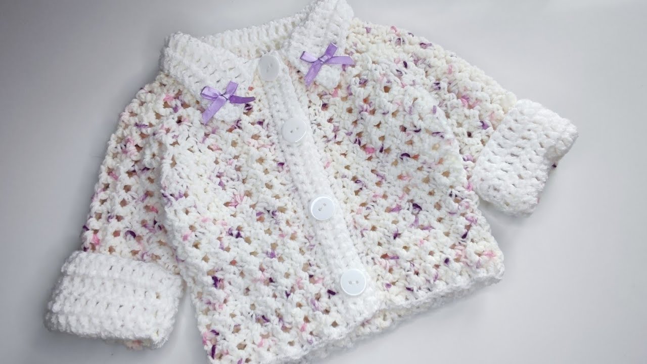 Crochet #76 How to crochet a baby cardigan / sweater with collar
