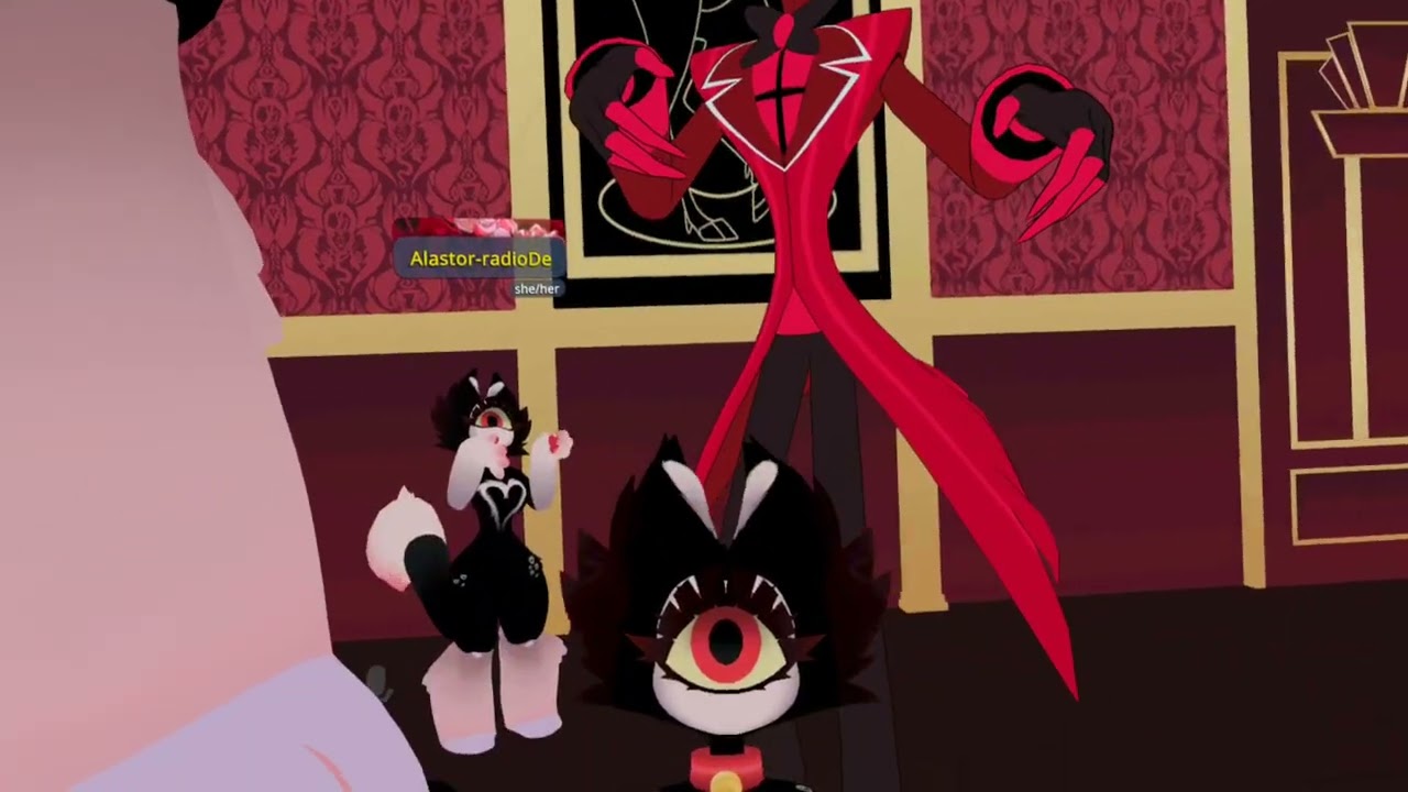 Alastor needs to play the keekee Meow Meow insurance for the hazbin hotel in Vrchat 😅 
