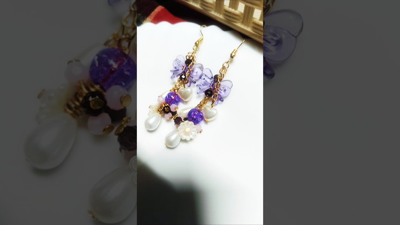 Fairycore Purple Bow Dangle Earrings