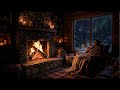 Quiet Winter Snowfall and Cozy Cabin Fireplace Sounds for Deep Sleep Tonight 🌲