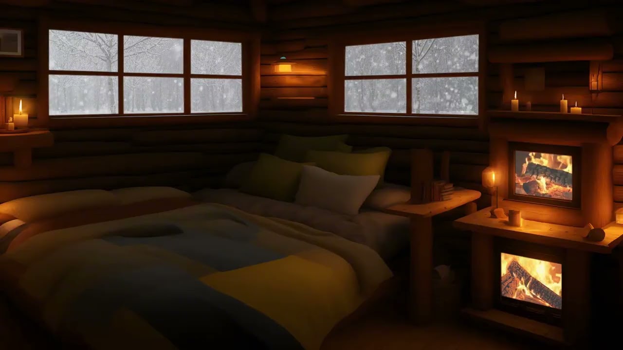 Lumber Camp Blizzard | Sawmill Cabin Fireplace | Logger's Sleep Therapy