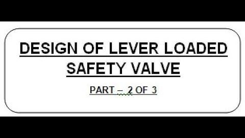 L 10.2 : DESIGN OF LEVER LOADED SAFETY VALVE