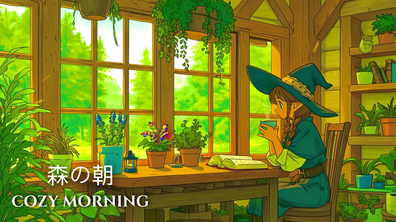 Beautiful Morning in a Witch Cottage 🌿 Relaxing Guitar BGM & Forest Sounds | 作業用BGM