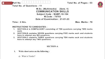 MSC 1ST SEM MULTIMEDIA COMMUNICATION SKILLS JAN 2023 | PTU