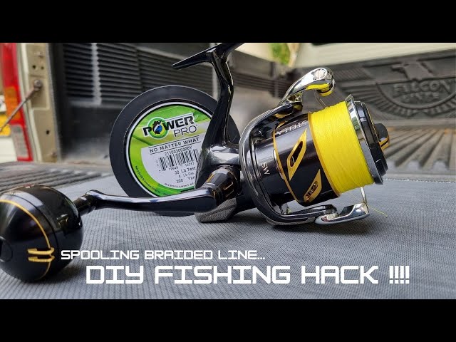 HOW TO SPOOL BRAIDED LINE ON TO A SPINNING REEL - QUICK & EASY DIY FISHING  HACK