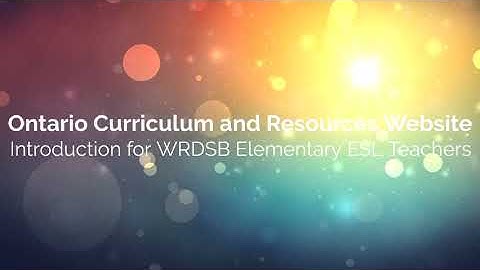 Ontario Curriculum and Resources for ESL Teachers
