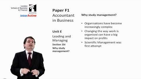 LSBF ACCA F1: Introduction to Scientific Management Theories