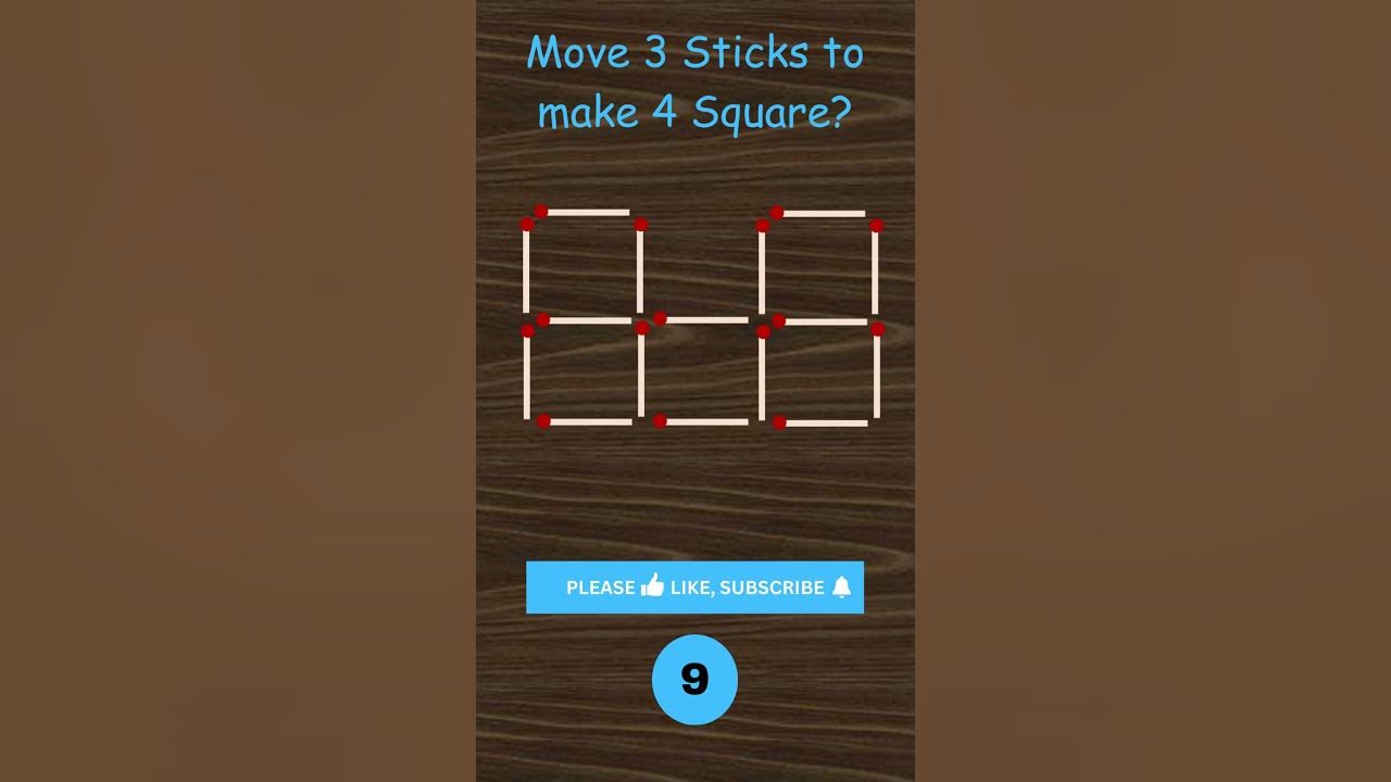 test-your-iq-move-3-sticks-to-make-4-square-matchstick-puzzle-youtube