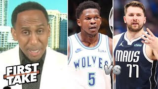 FIRST TAKE | Luka & Kyrie will upstage Edwards! - Stephen A warns Mavs will eliminate Wolves tonight