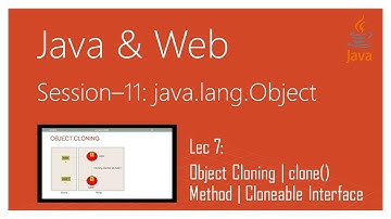 java.lang.Object | #7 | Object Cloning | clone() Method | Cloneable Interface | Java