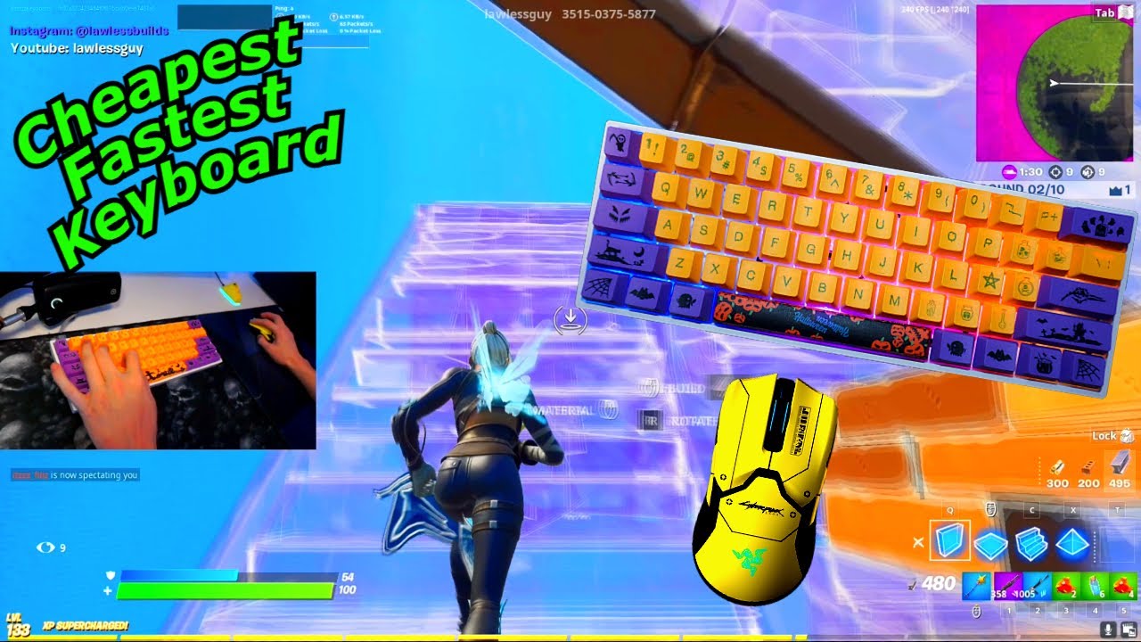SK61 Gateron Optical Yellow ASMR Chill🤩Satisfying Keyboard Fortnite 240 FPS Smooth 4K