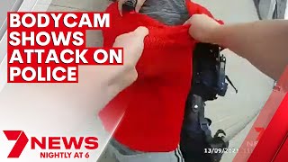 Bodycam footage shows attack on two female cops in Bankstown | 7NEWS