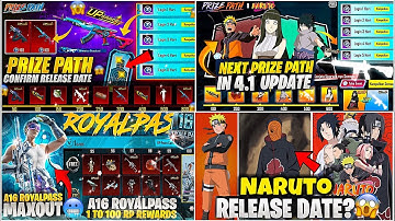 4.1 NEW NARUTO PRIZE PATH IS HERE😍| NEXT UPGRADED GUN SKIN😱| A16 ROYAL PASS FULL 3D LOOK🥶PUBGM