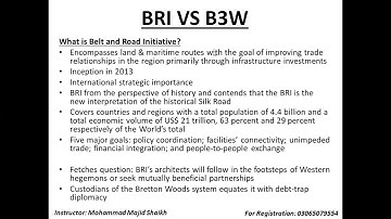 BELT & ROAD INITIATIVE (BRI) OF CHINA Vs BUILD BACK BETTER WORLD (B3W) OF THE USA