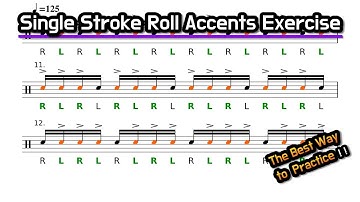 Single Stroke Roll Accents Exercise (Drum Sheet, Play-Along)