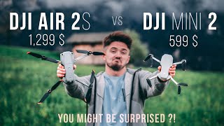 DJI AIR 2S vs DJI MINI 2 - Is there really a 700$ difference ?? Side-By-Side Video Comparison