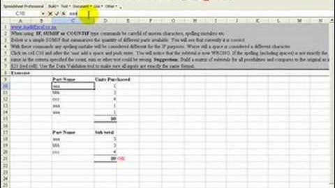 SUMIF errors where the SUMIF does not add the right numbers in Excel 2003.