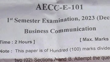AECC E 101 PREVIOUS PAPER 2023 BA FIRST SEM  BUSINESS COMMUNICATION UTTRAKHAND OPEN UNIVERSITY EXAM