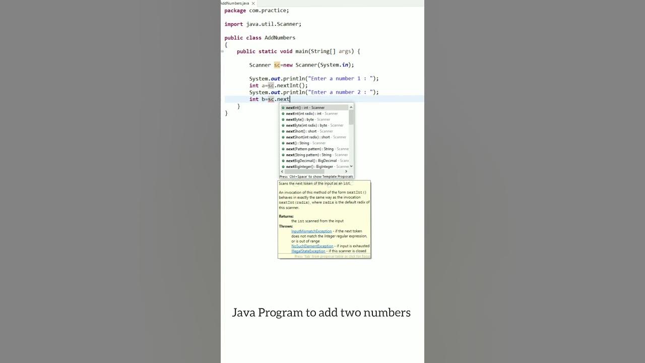 Java program to add two numbers// java programming//coding in java// # ...