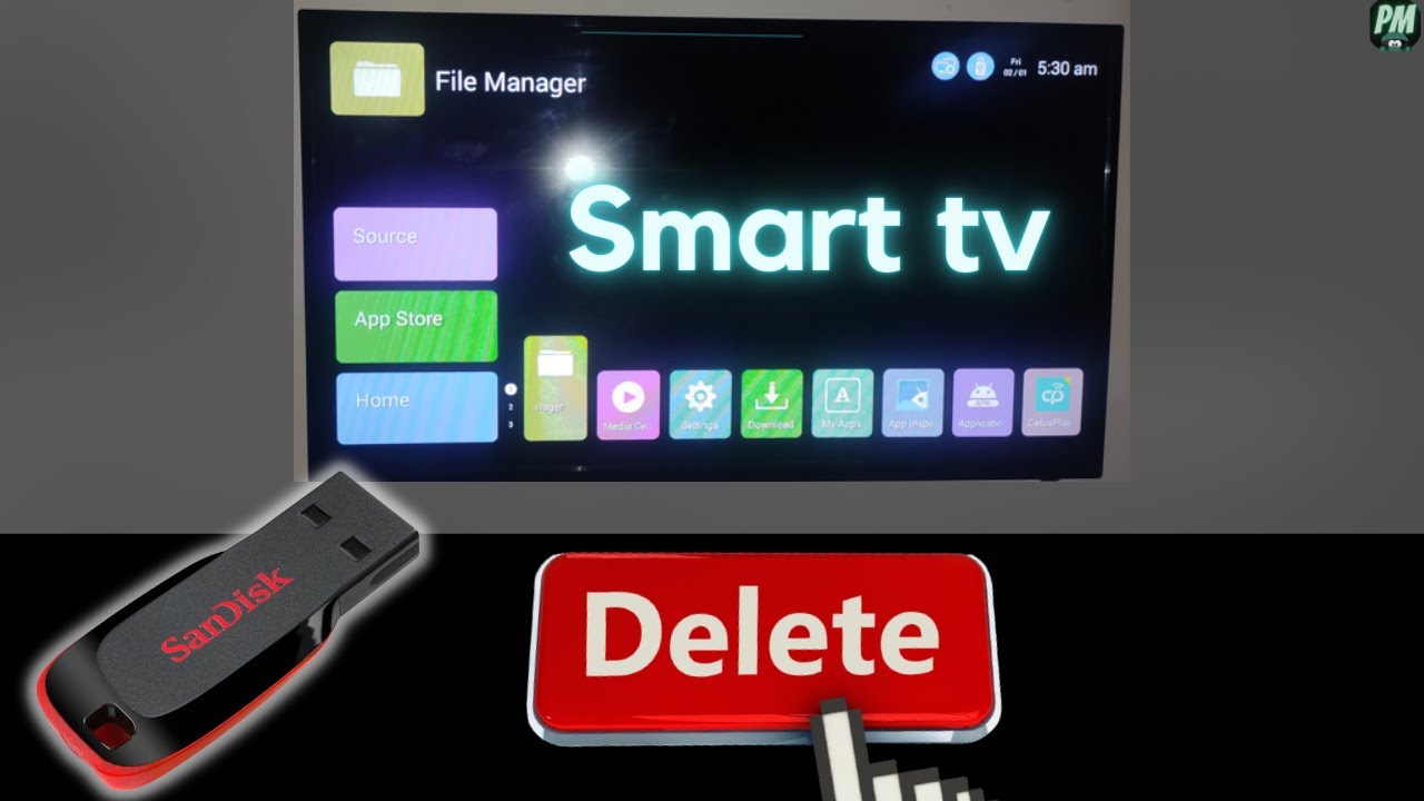 How do I delete downloaded files from my smart TV?