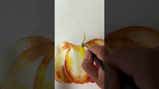 How to paint watercolor pumpkin #shortsvideo #shorts #shortvideo #thanksgiving #halloween