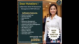 Best Hotel Management Software | MENUMASTER @Technoliveservices #hotelsoftware #pms #ERP #hotel