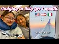 STUDY ABRAOD IN ITALY - airport vlog travel w/ me *9 hour flight*