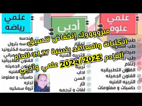 مؤشر تنسيق || كليات المرحلة الاولي علمي وادبي 2024 تنسق حسبات ومعلومات الطب والصيدلة والهندسة