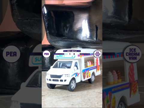 Pea vs. Ice Cream Van! High Heels Crushing Toys! Oddly Satisfying ASMR