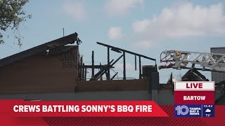 Crews battling fire at Sonny's BBQ in Bartow