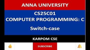Anna University Reg -2025 | CS25C01 | switch-case