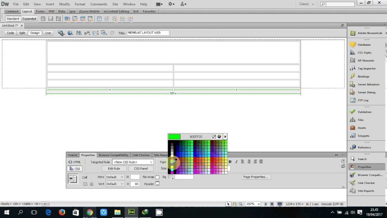 CARA MUDAH MEMBUAT LAYOUT WEB DENGAN TABEL DI DREAMWEAVER 